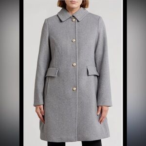 Kate Spade faux pearl button‎ wool blend coat in heather gray Sz Large